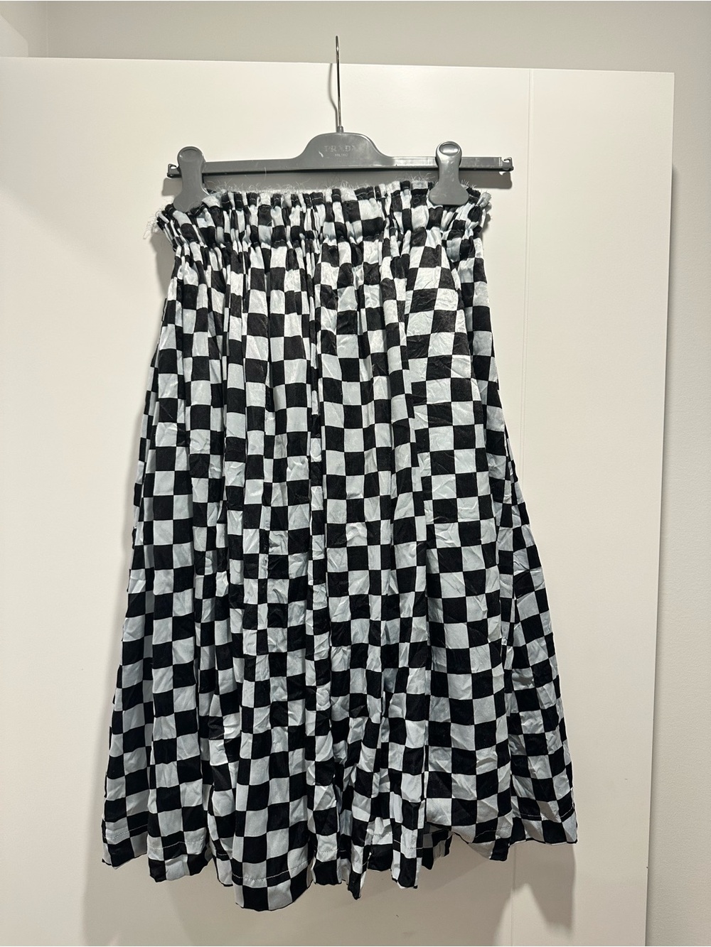 Comme des Garçons Black and White Checkerboard Midi Skirt